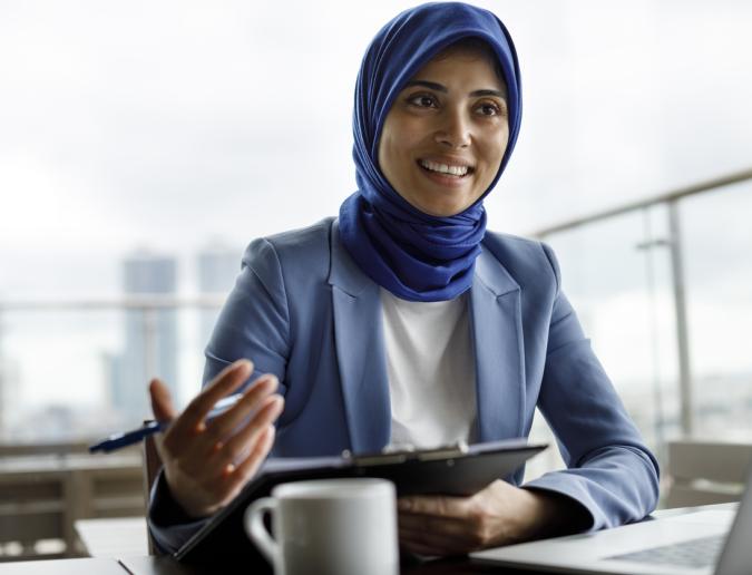 Businesswoman in a meeting.
